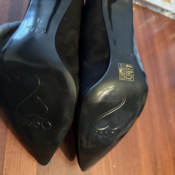 Sole Bliss Ingrid heel Pumps Black Suede Shoes - Picture 8 of 16